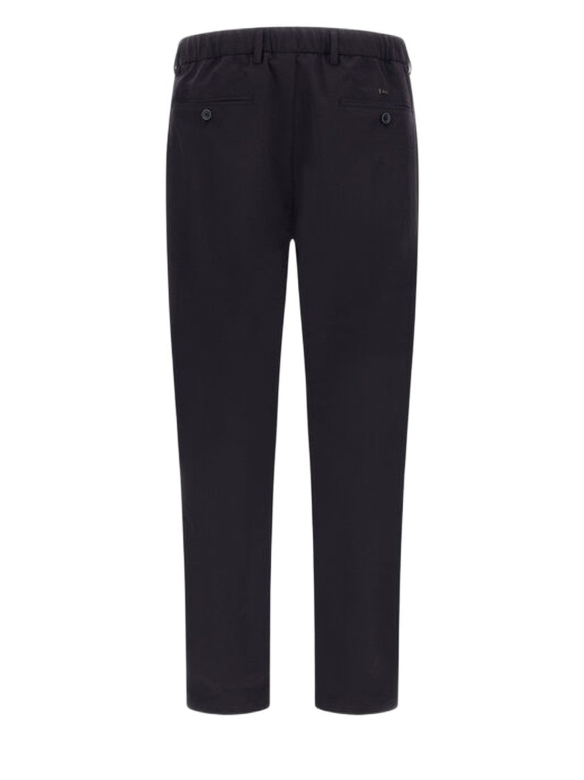 Herno Tapered Seersucker Chino Trousers With Welt Pockets