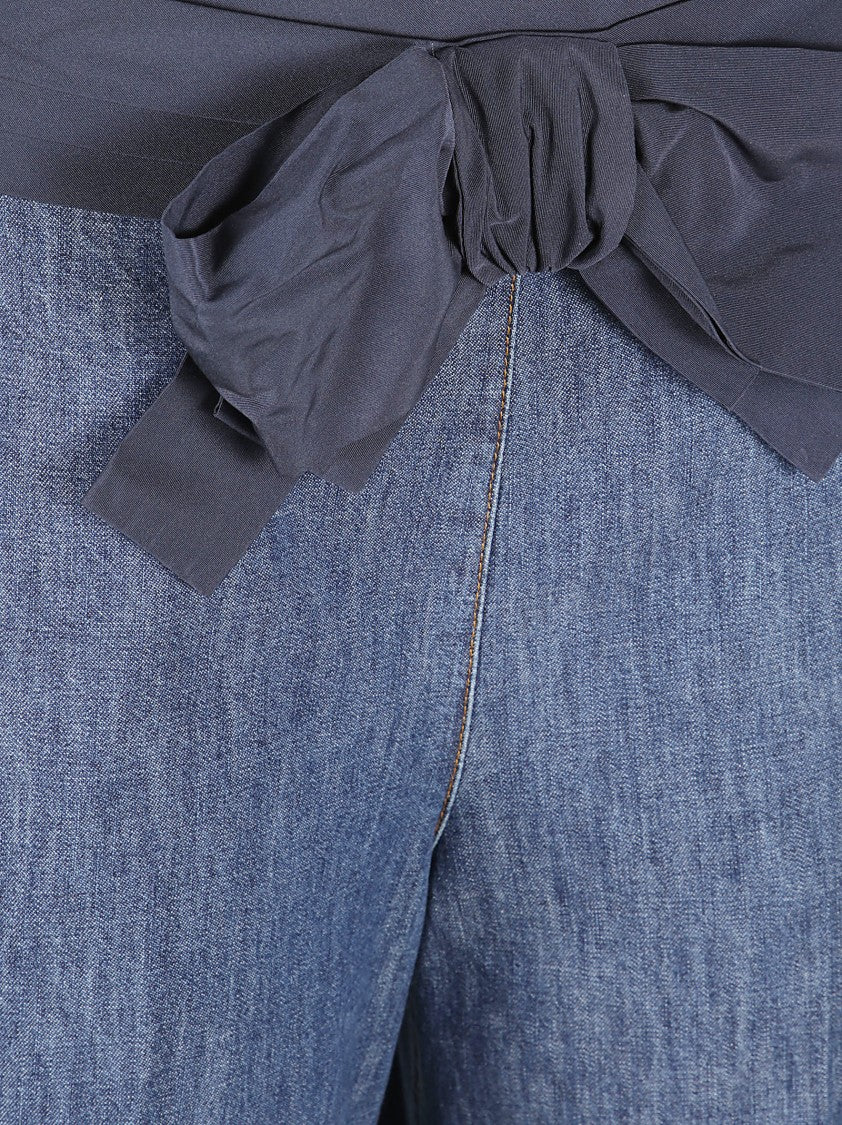 Valentino Garavani High-Waisted Denim Jeans With Decorative Bow
