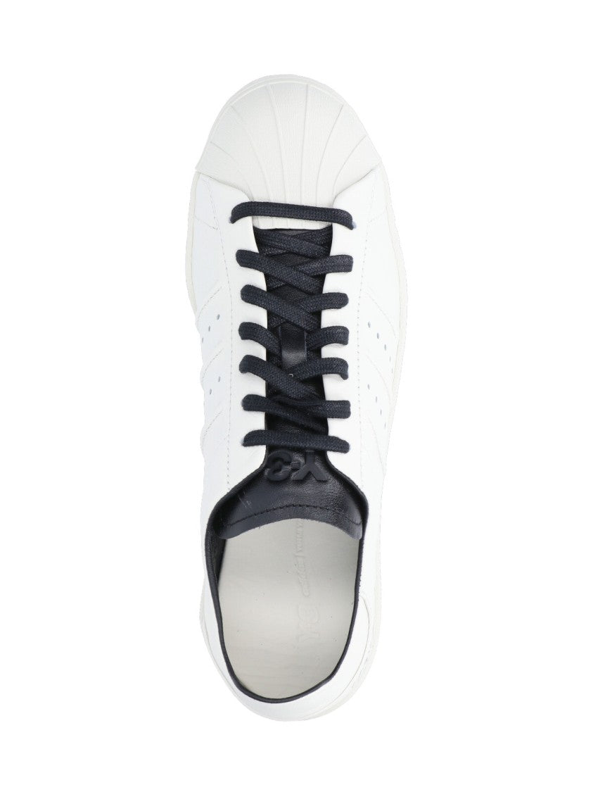 Y-3 Contrast-Detail White Leather Y-3 Superstar Sneakers