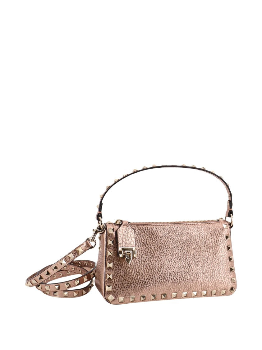 Valentino Pyramid Stud Metallic Finish Shoulder Bag
