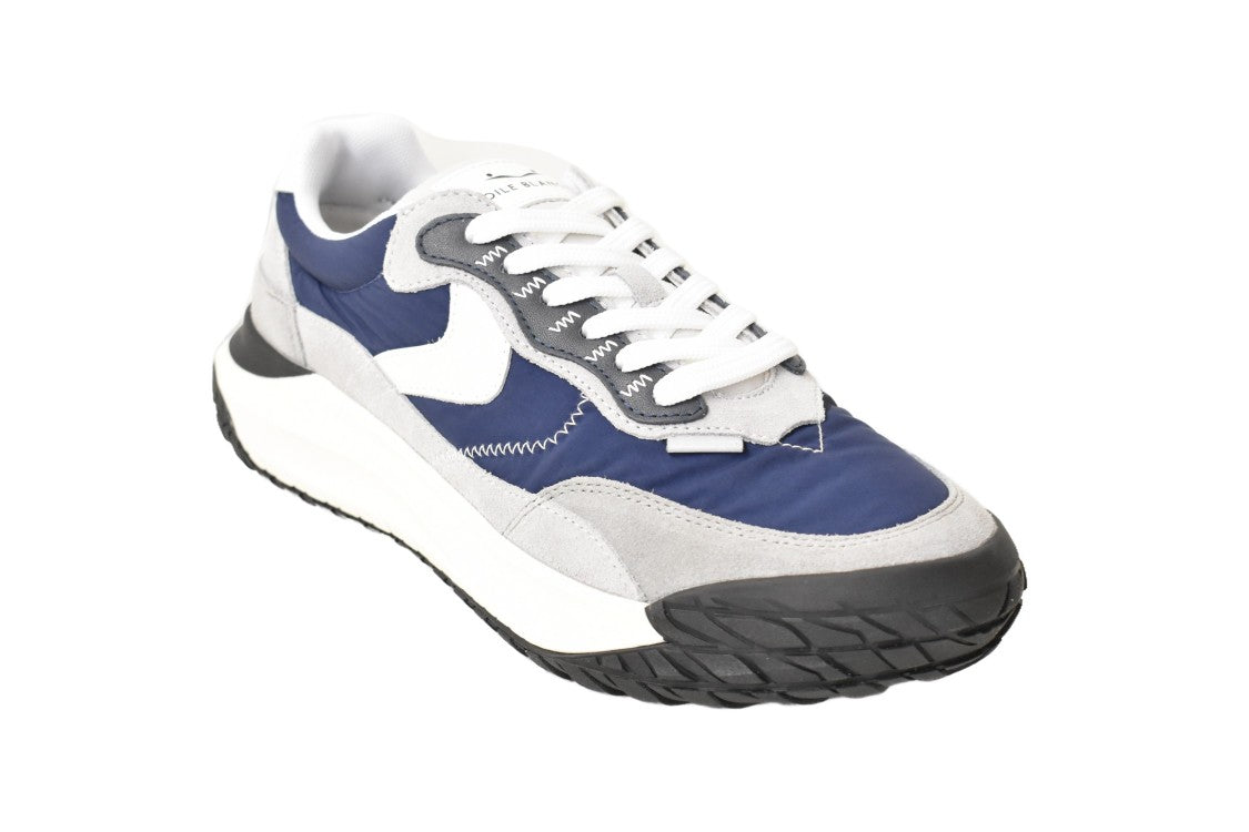 Voile Blanche Navy-Grey Sneakers With Suede