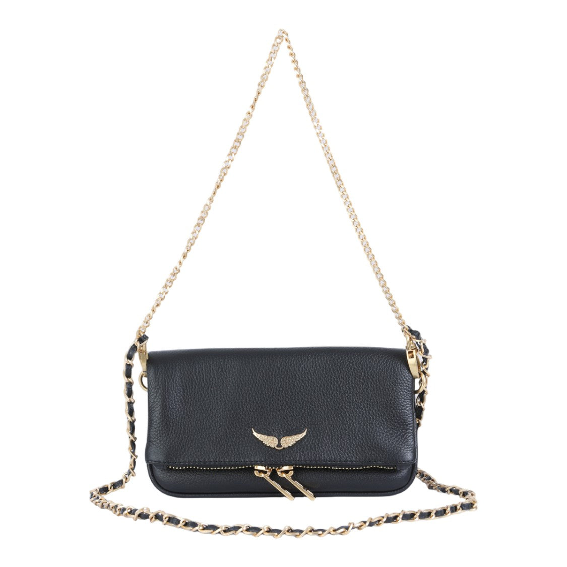 Zadig & Voltaire Pebbled Black Leather Shoulder Bag