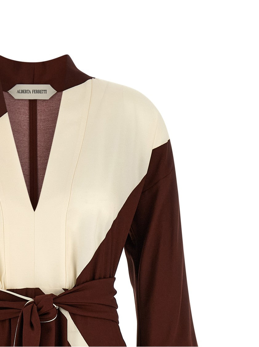 Alberta Ferretti Scarf-Inspired Printed Midi Dress With Flared Sleeves
