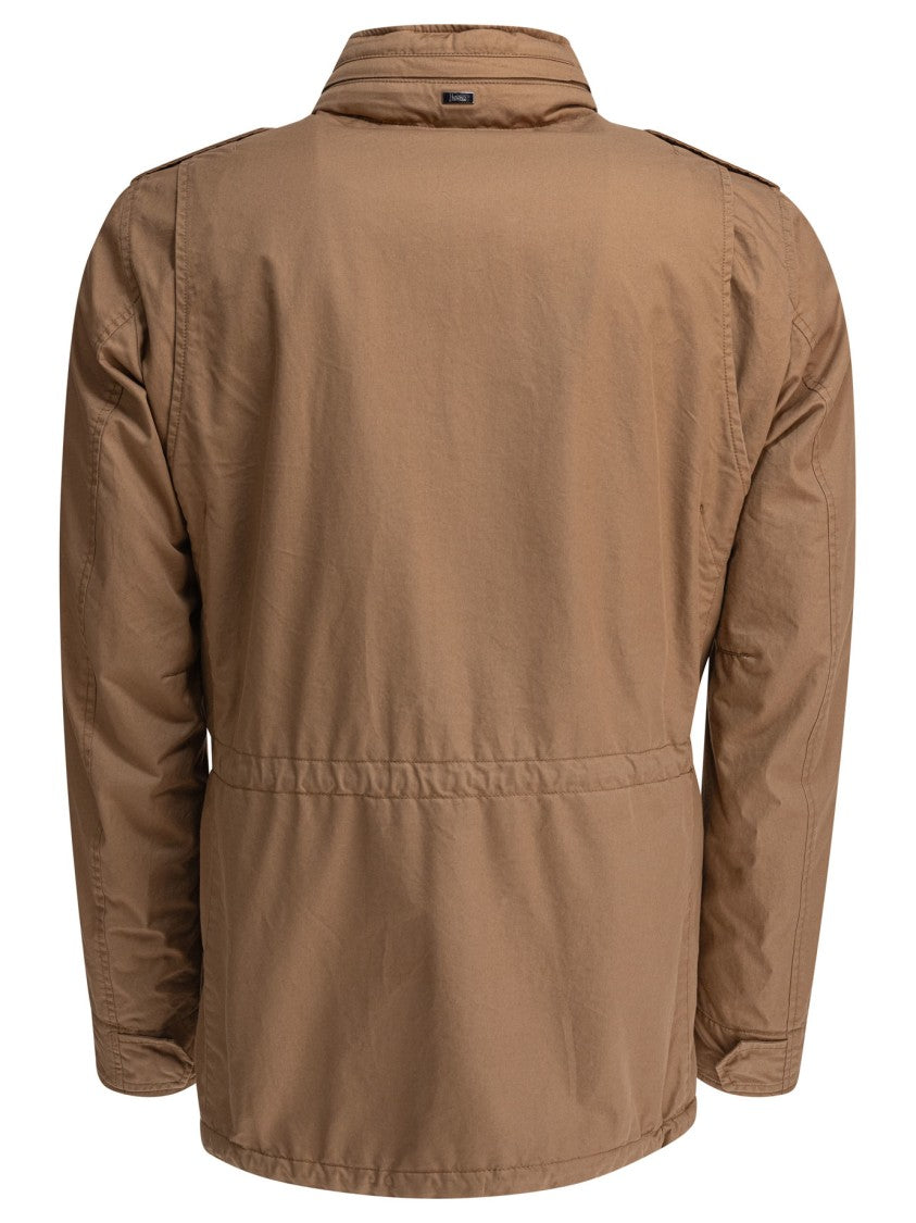 Herno Brown Cotton Jacket With High Collar