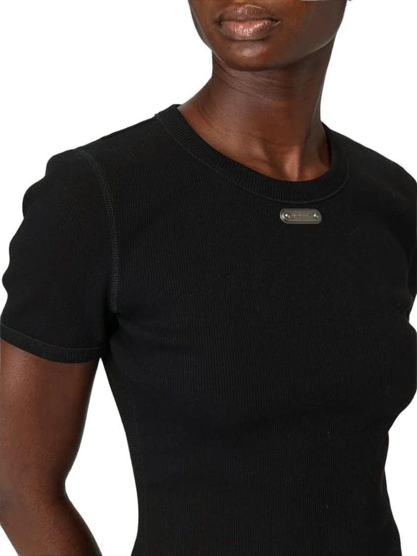 Alexander Mcqueen Fitted Ribbed Black Top