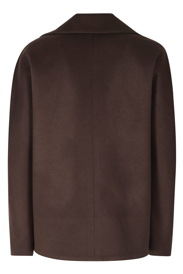 Federica Tosi Dark Brown Short Caban Wool-Cashmere Coat