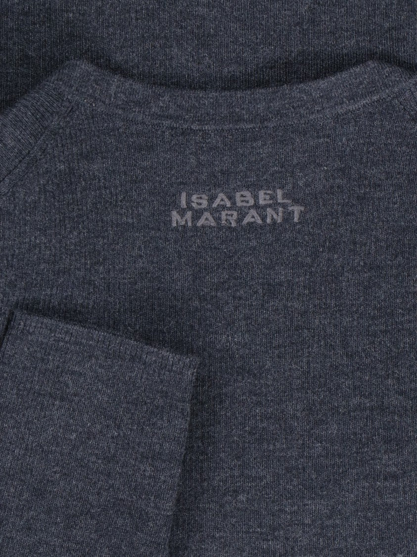 Isabel Marant Estine Neckline Sweater In Grey Stretch Merino