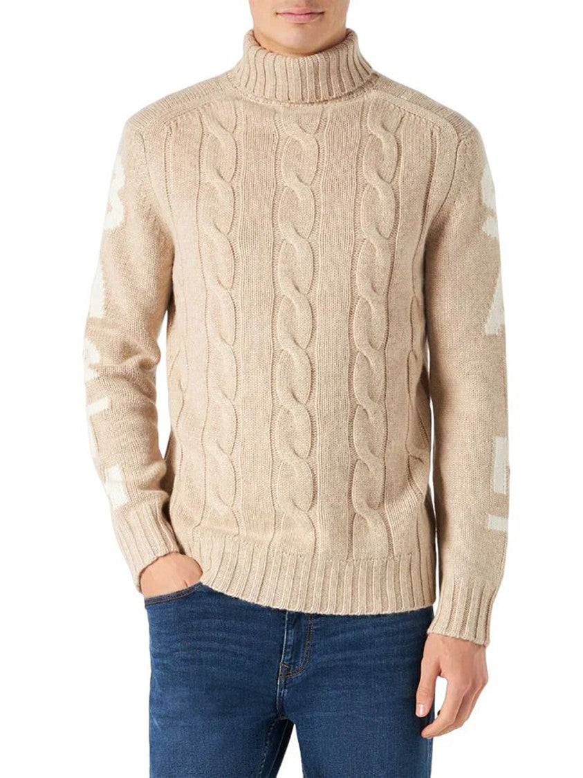Mc2 Saint Barth Cable-Knit Sweater With High Ribbed Turtleneck