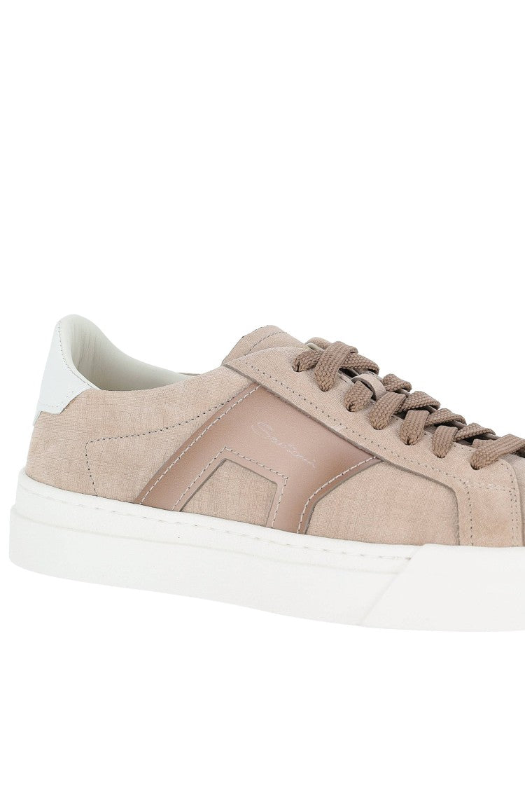Santoni Leather Double Buckle Sneakers