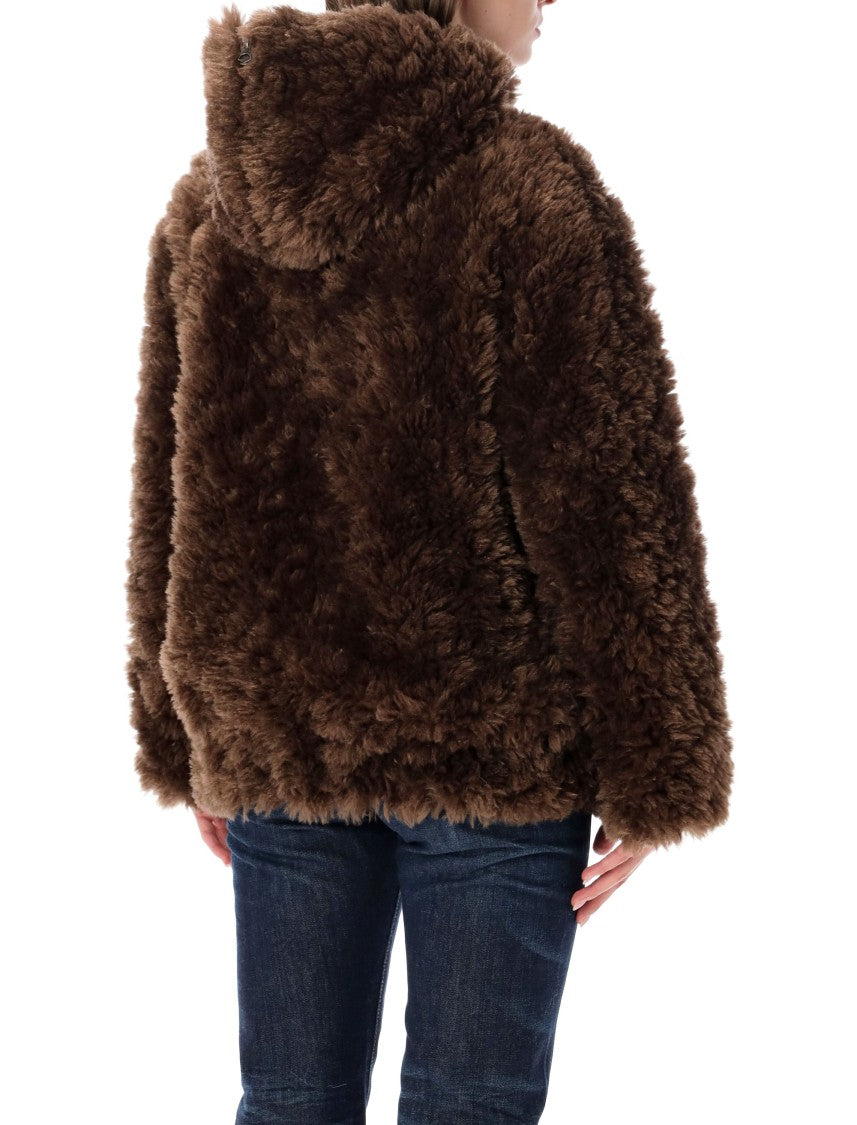Urbancode Hooded Bomber Fur Curly Faux Fur Hooded Bomber Jacket