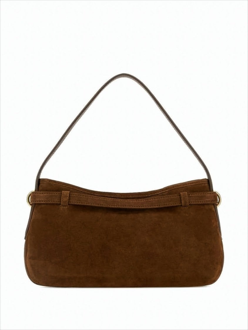 Miu Miu Rounded Suede Shoulder Bag With Gold-Tone Hardware