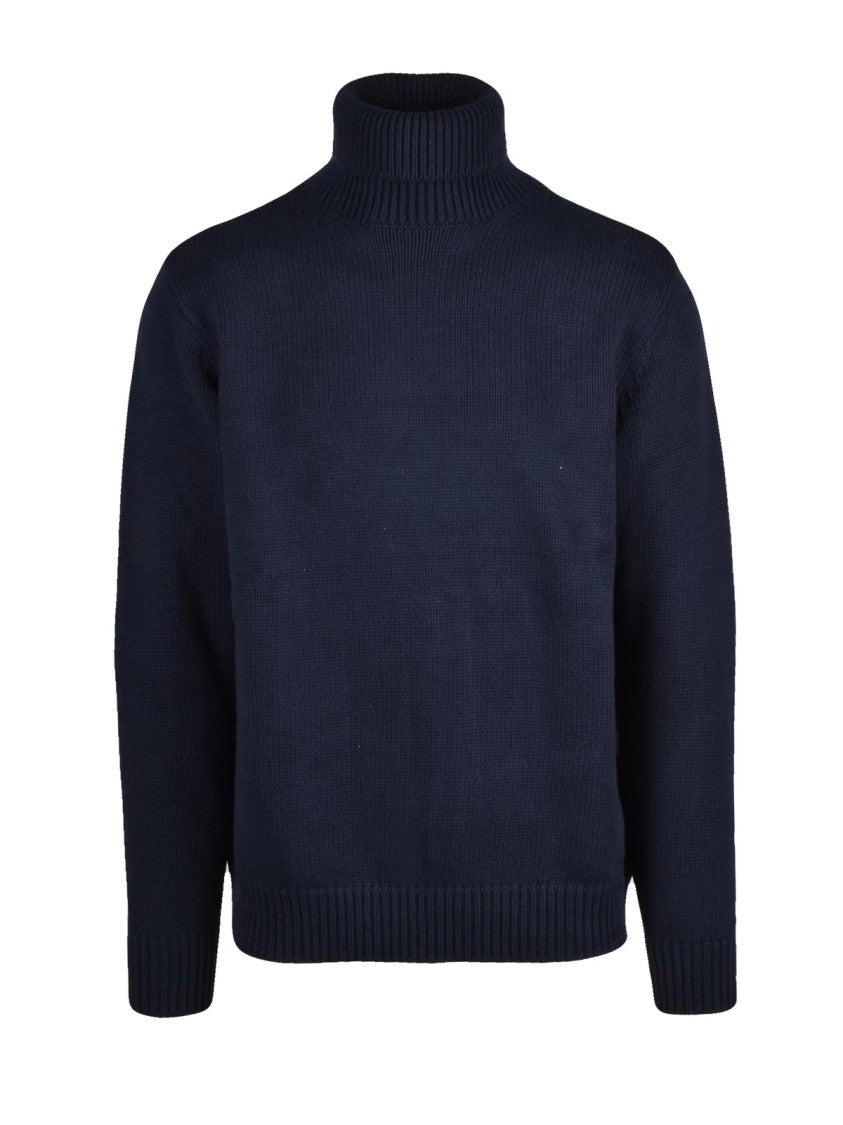 Add Ribbed Knit Turtleneck Sweater In Deep Navy