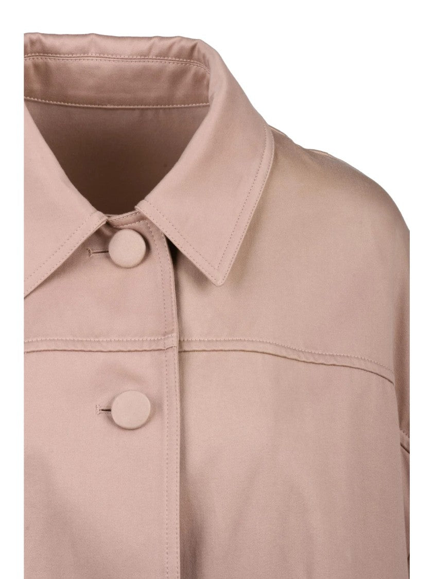 Dries Van Noten Relaxed Fit Old Rose Cotton Coat With Classic Collar