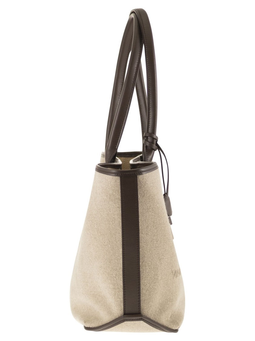 Hogan Lightweight Linen Tote Bag With Embossed Address Logo