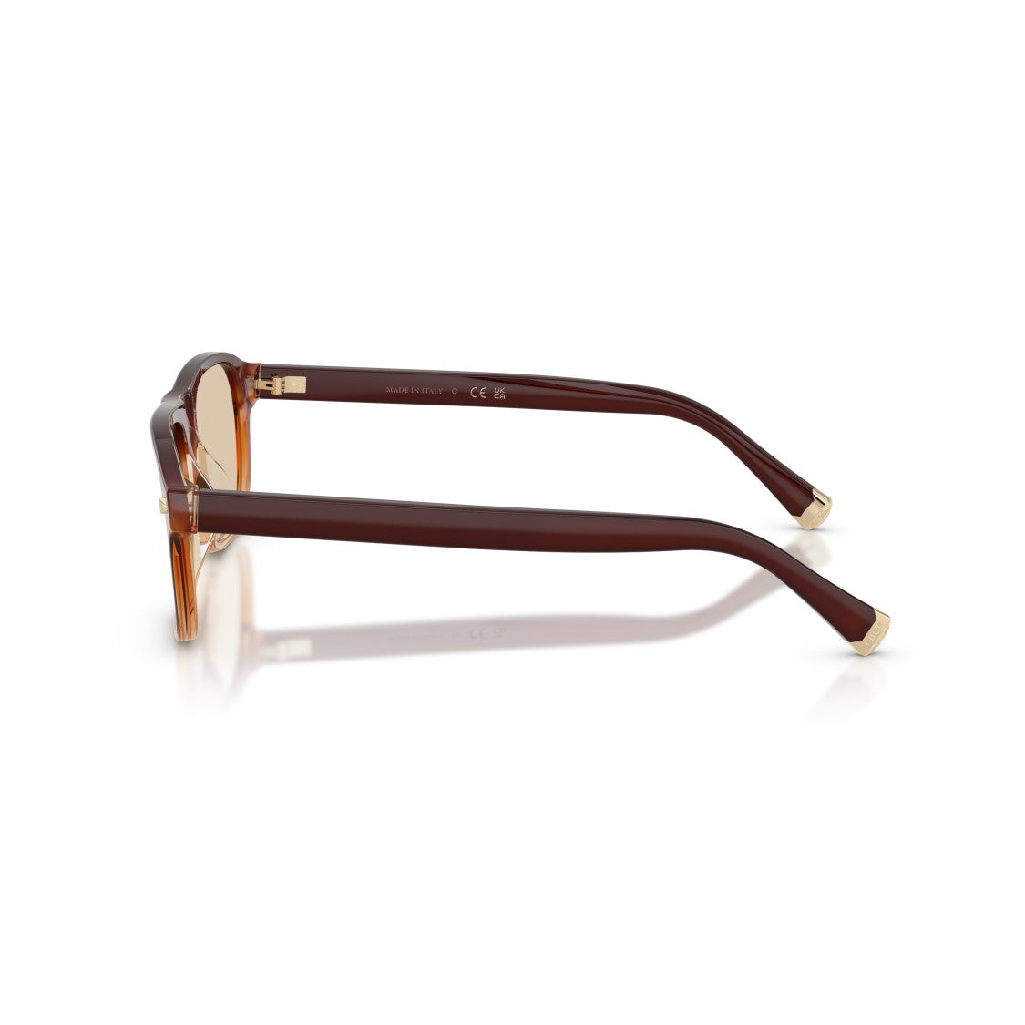 Brunello Cucinelli 0Bc3014 Gradient Brown Rectangular Frame Sunglasses With Gold Accents