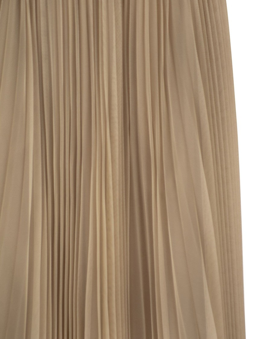 Fabiana Filippi Wide Pleated Tulle Skirt With Knitted Belt