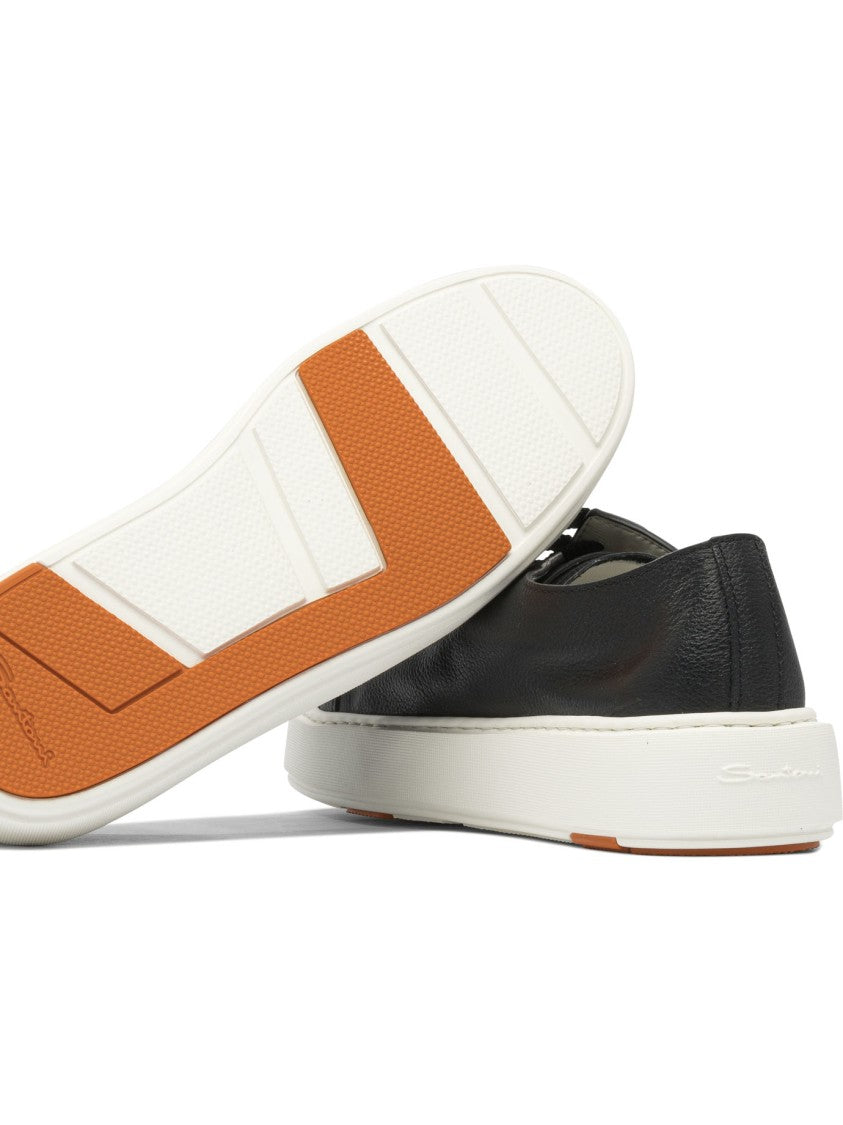 Santoni Leather Sneakers With Low-Cut Silhouette