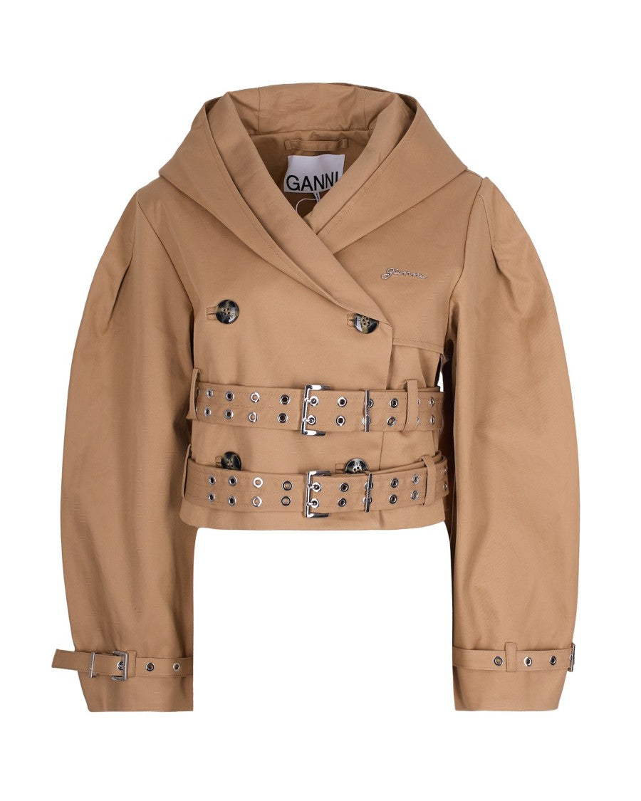 Ganni Bonded Cotton Short Trench Jacket