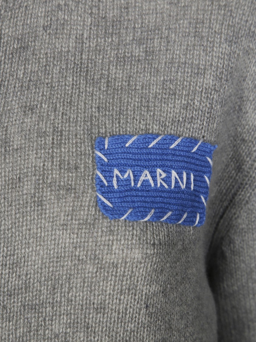 Marni Cropped Knit Cardigan With Balloon Sleeves