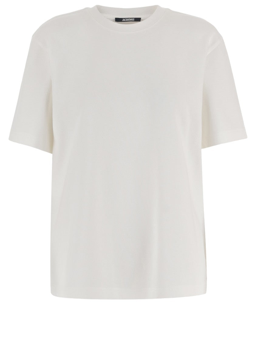 Jacquemus Round Neck Cotton T-Shirt With Contrasting Logo Embroidery