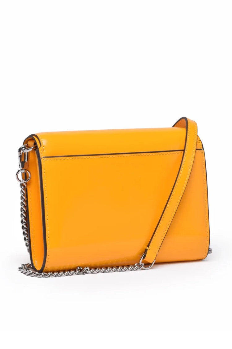 Tory Burch Emerson Patent Chain Shoulder Bag - Black/Orange