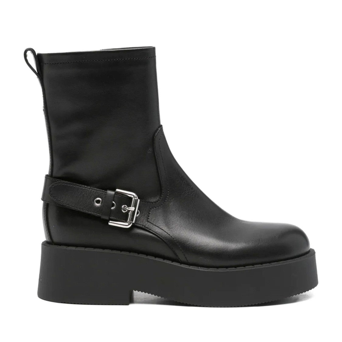 Premiata Black Leather Decorative Strap Boots