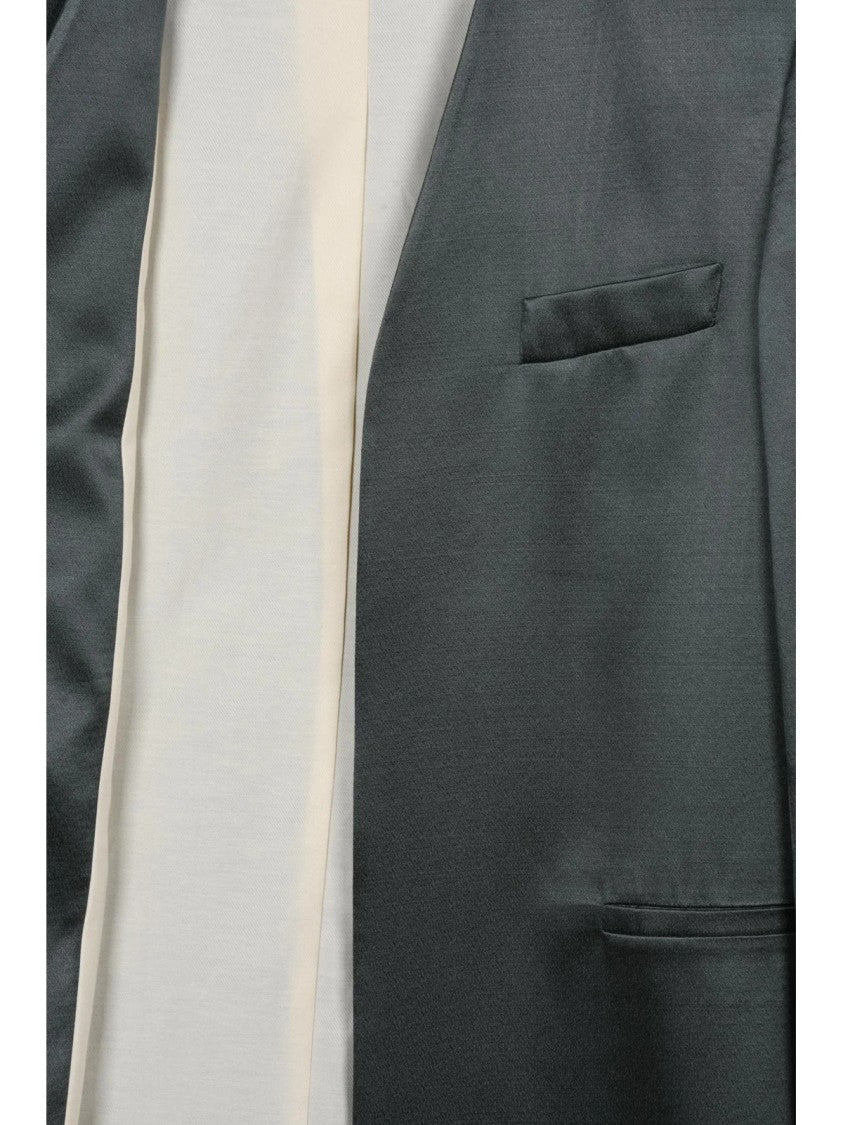 Alysi Grey Viscose-Blend Open Satin Jacket