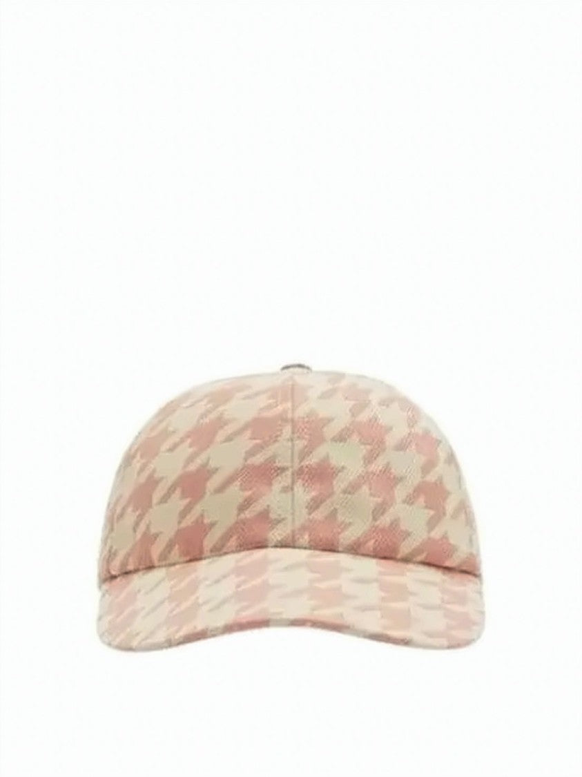 Burberry Houndstooth Pattern Cap In Soft Pink