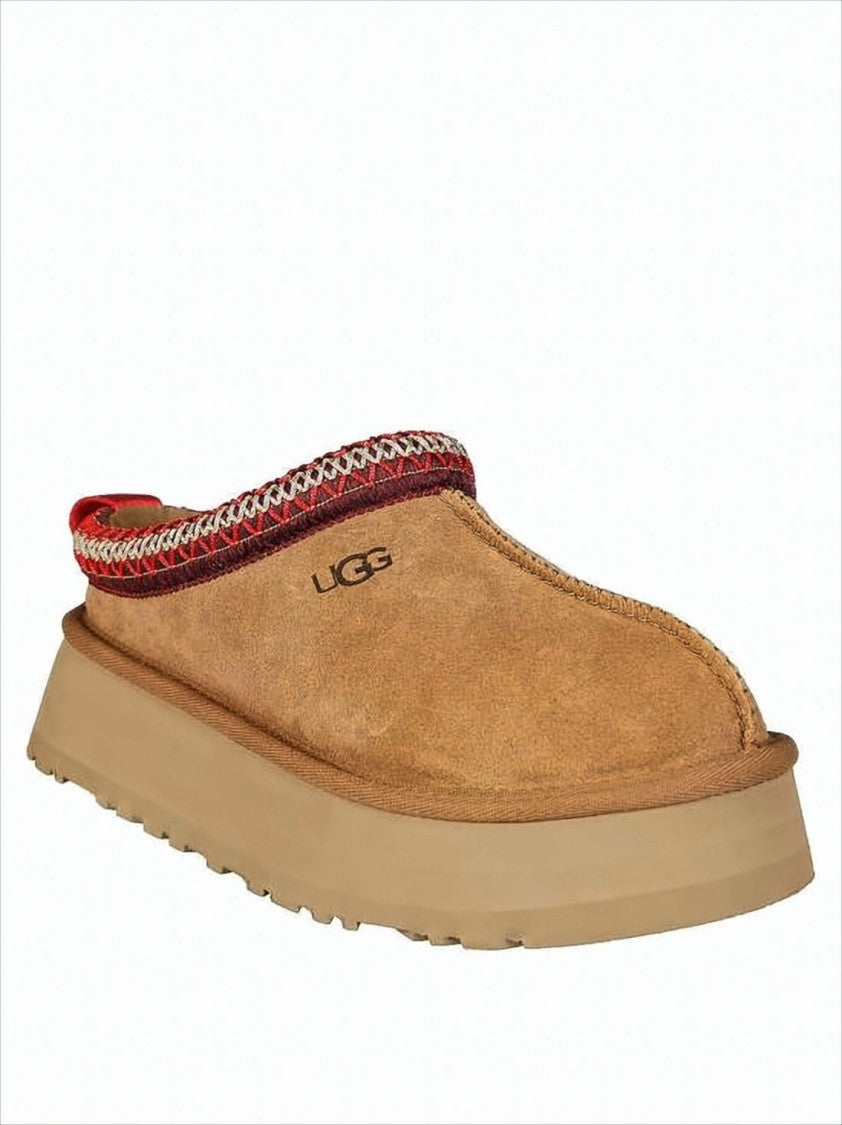 Ugg Brown Suede Slip-On Mules With Decorative Woven Trim
