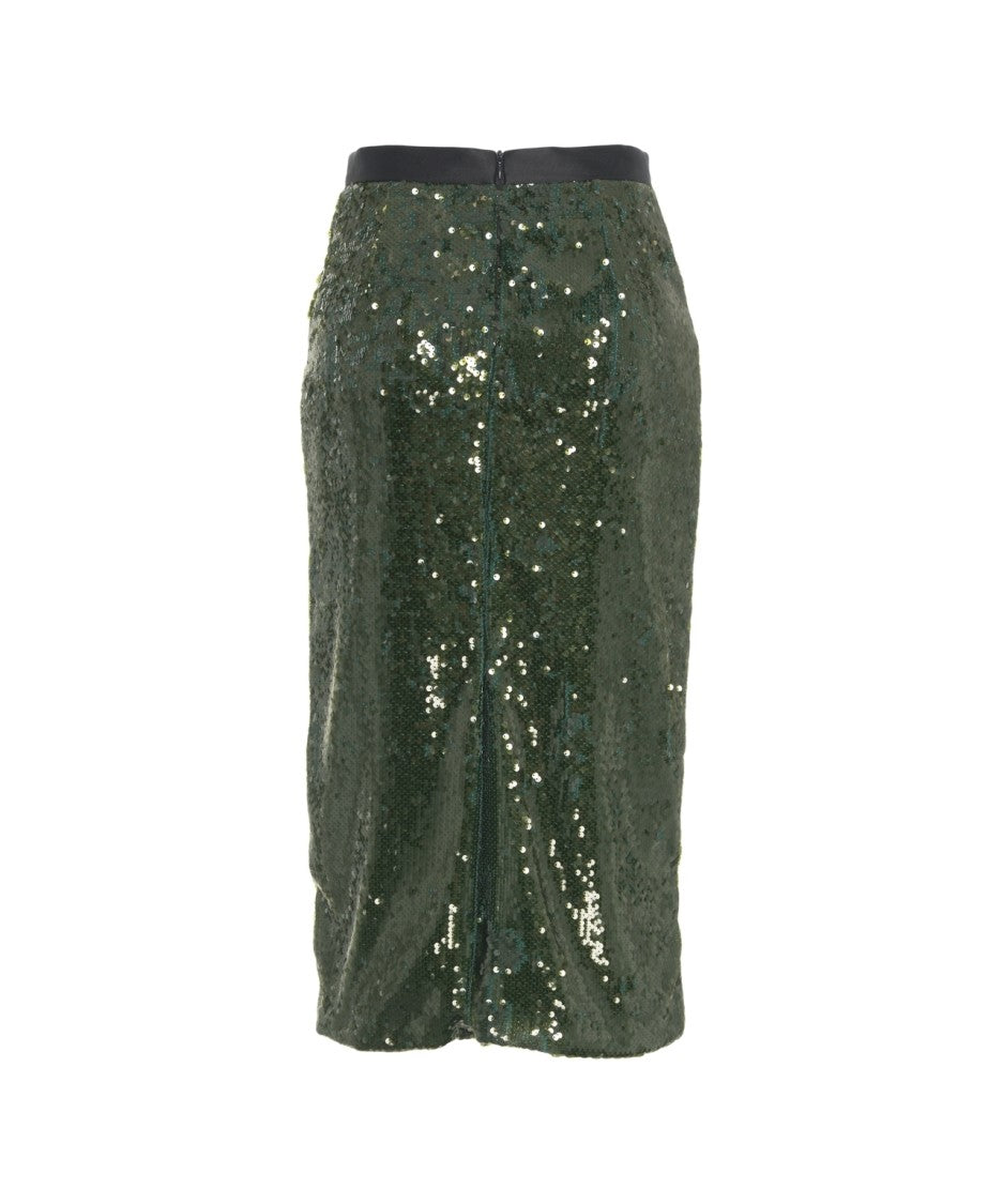 Jucca High-Waisted Green Pencil Skirt With All-Over Sequins