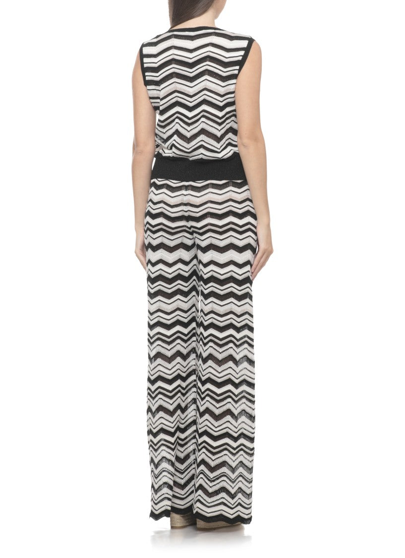 D. Exterior Black Lurex Perforated Tank Top