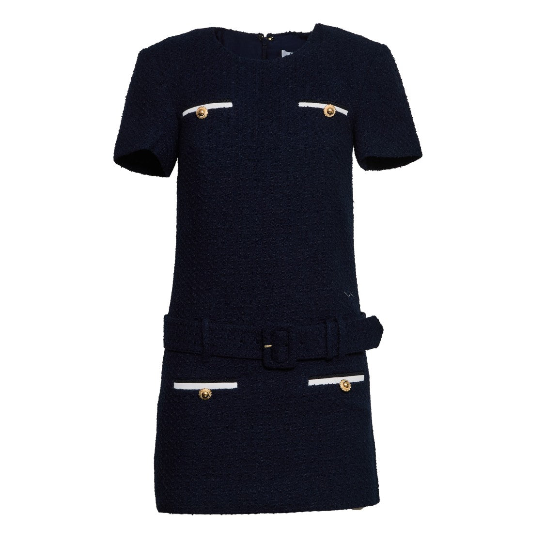 Self-Portrait Navy Boucle Mini Dress