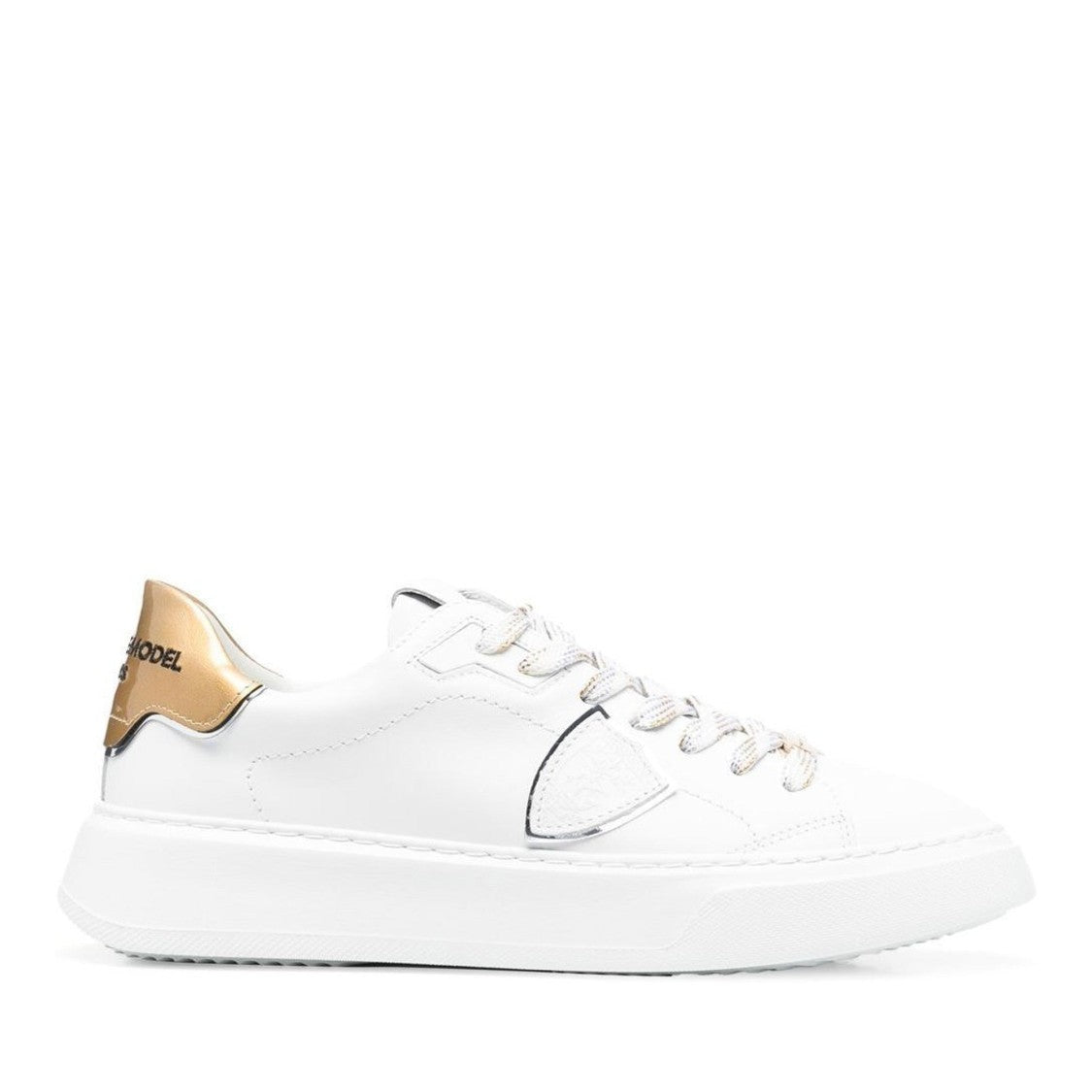 Philippe Model Paris Black Temple Low Leather Low-Top Metallic Sneakers