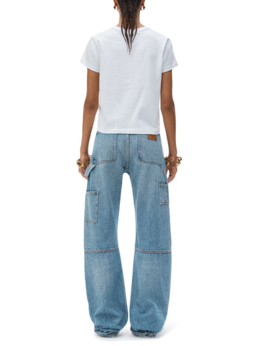 Alexander Wang Essential Jsy Shrunken White Cropped T-Shirt
