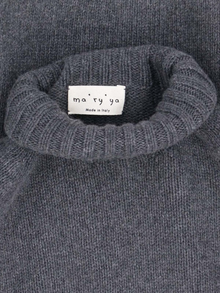Ma'ry'ya High Neck Grey Cashmere And Virgin Wool Sweater