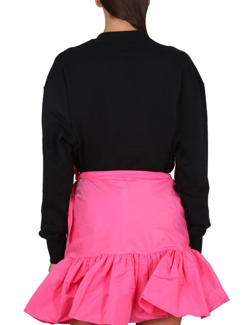 Msgm Black Sweatshirt With Logo Embossing