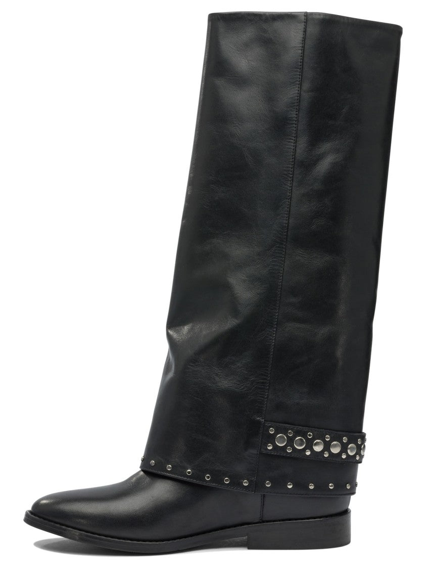 Strategia Black Ankle Boots With Studded Strap