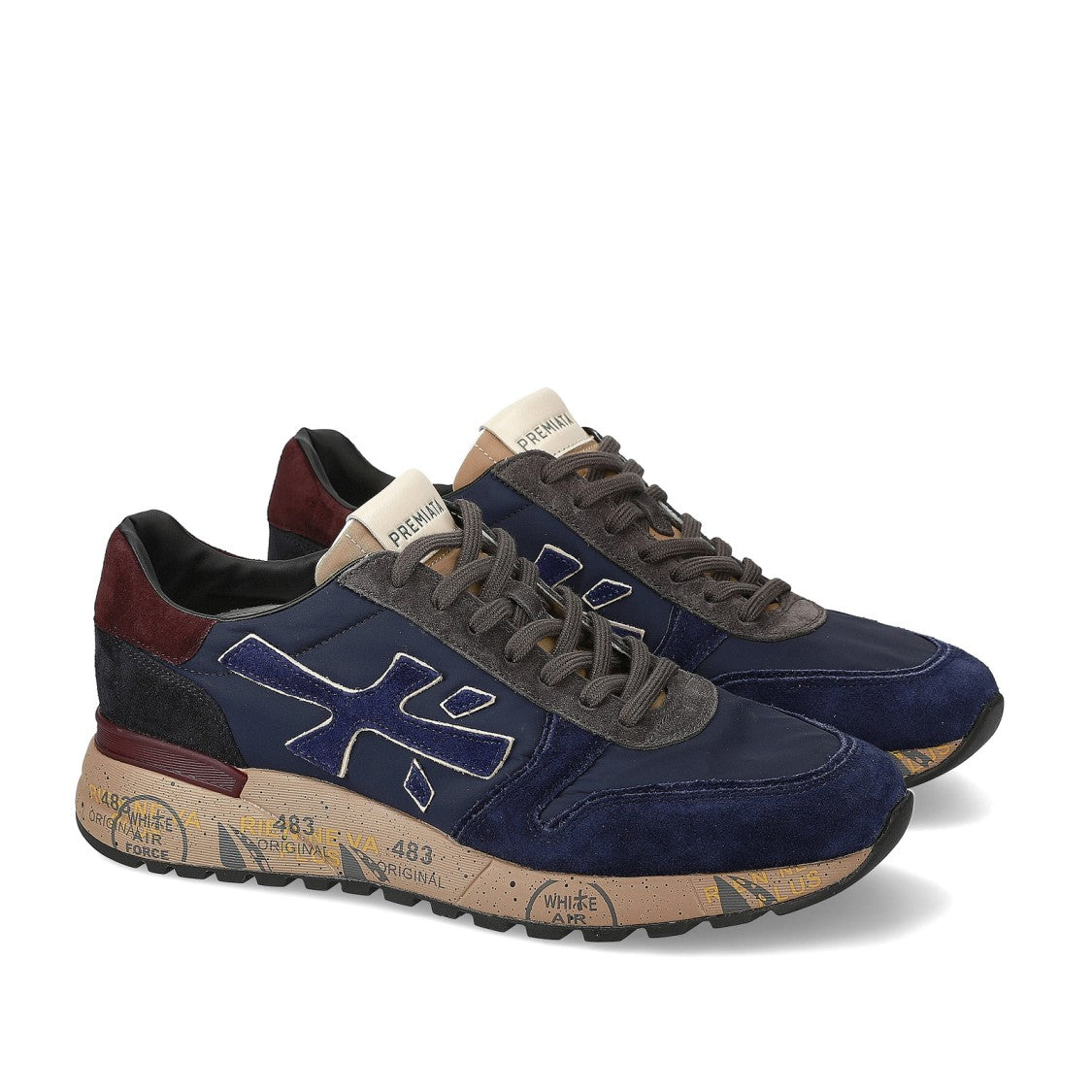 Premiata Mick Sneakers In Blue Suede And Technical Fabric