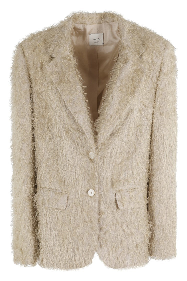 Alysi Fringe Textured Single-Breasted Blazer