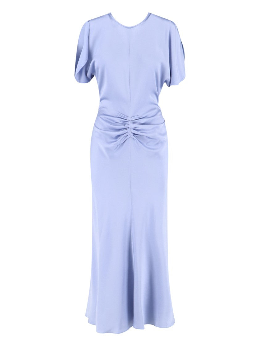 Victoria Beckham Draped Midi Dress Light Blue