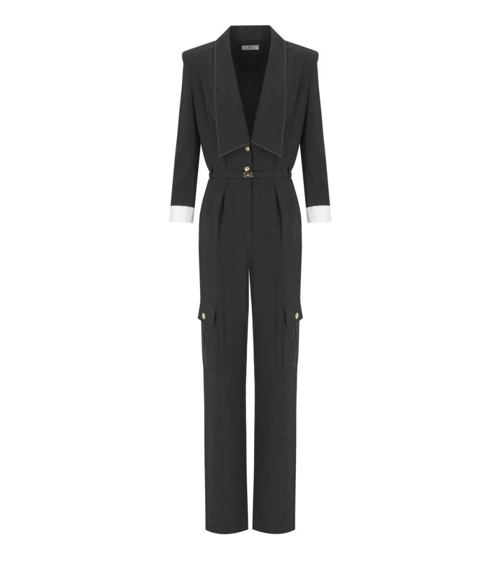 Elisabetta Franchi Black Cargo Jumpsuit