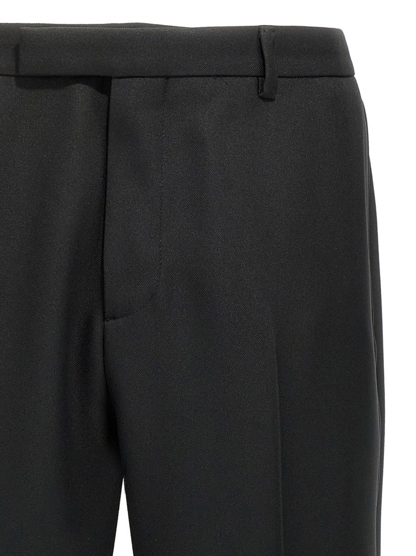Gucci Tailored Twill Pants With Stretched Pleat Design And Embroidered Logo