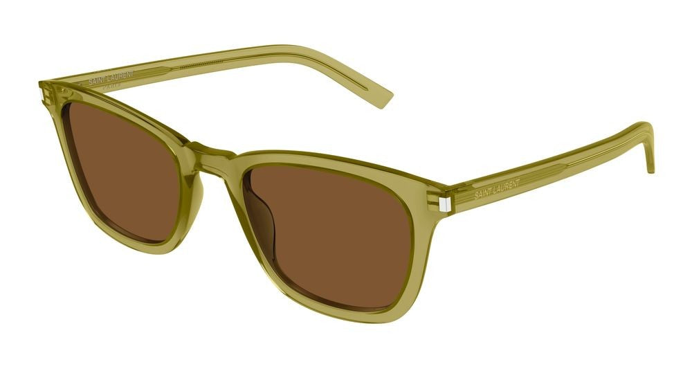 Saint Laurent Green Angular Slim Frame Sunglasses
