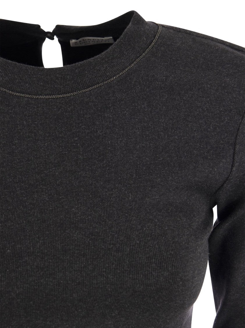 Brunello Cucinelli Ribbed Stretch Cotton Jersey T-Shirt