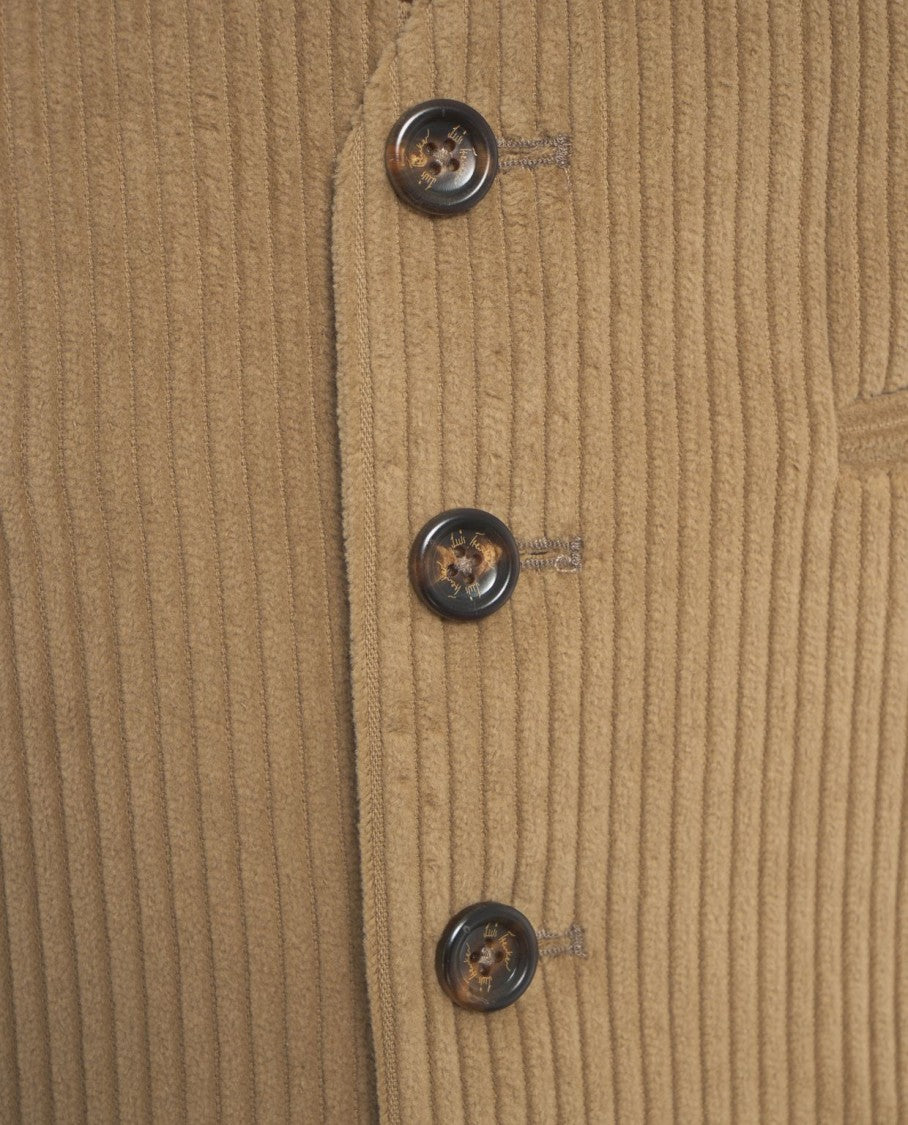 Luis Trenker Fine Corduroy Waistcoat With Classic V-Neck And Button Closure