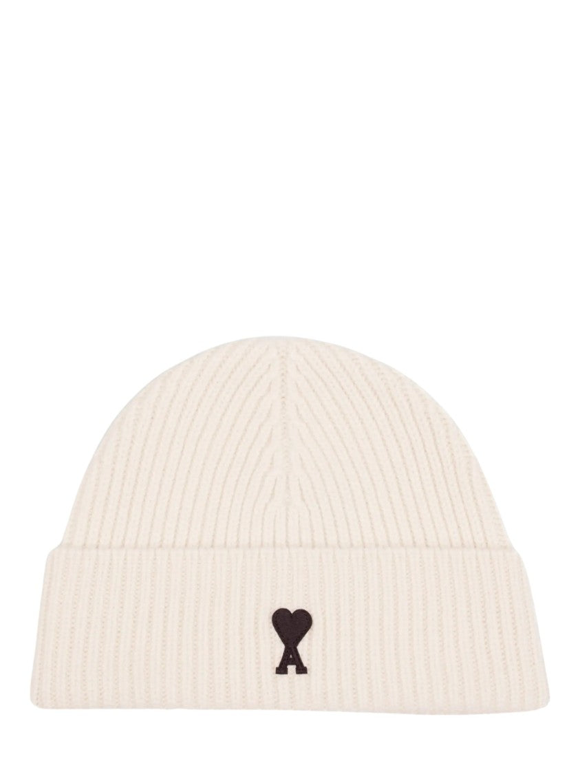 Ami Paris Quota Ami De Coeur Ribbed Knit Beanie