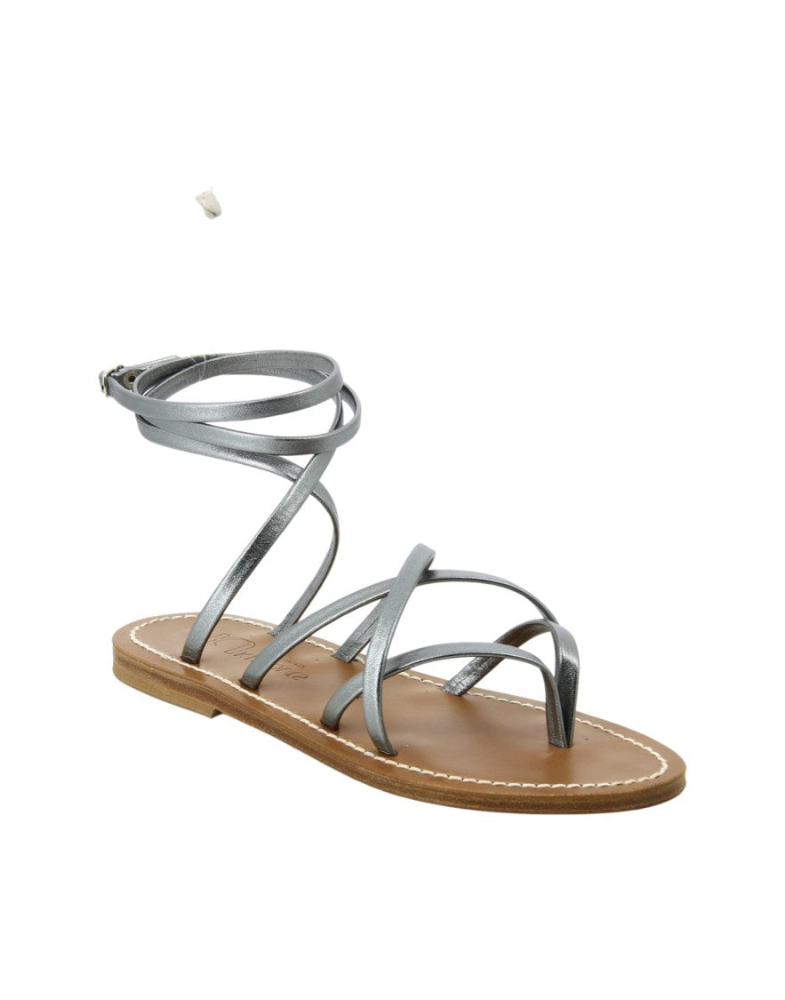 K Jacques St Tropez Metallic Finish Thong Sandals With Slender Straps