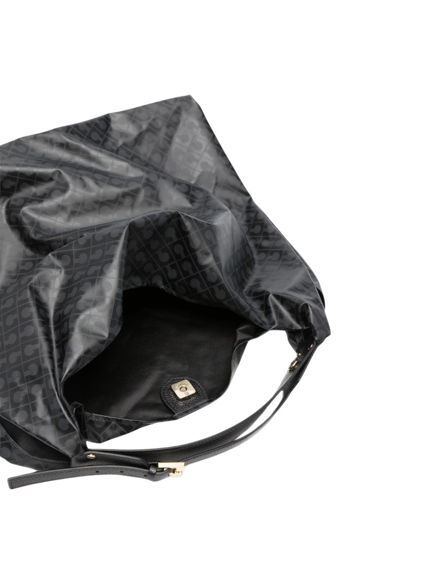 Gherardini Monogram Print Slouchy Hobo Bag With Gold-Tone Accents