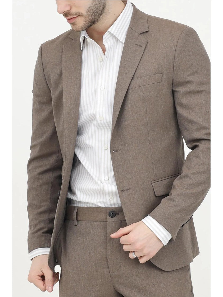 Selected Brown Polyester Wool Viscose Slim Jacket