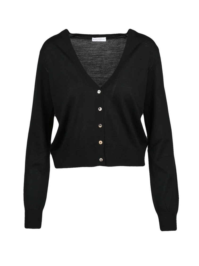 Ballantyne Black Wool Short Cardigan